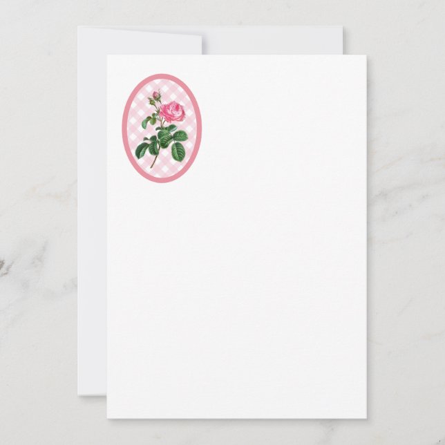 Invitación Rosa y Gingham (Anverso)