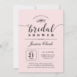 Invitación Rosa y negro | Ducha nupcial elegante