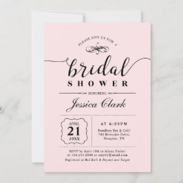 Invitación Rosa y negro | Ducha nupcial elegante