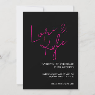 Invitación Rosa y Negro Todo lo que necesitas es amor Boda mo