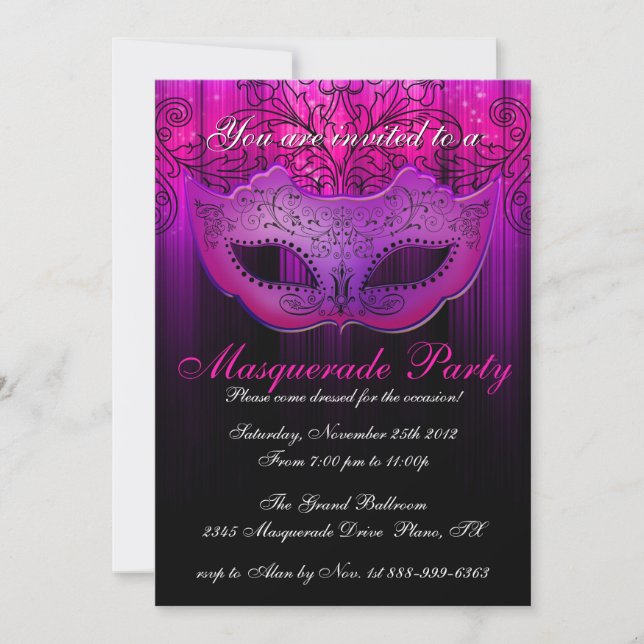 Invitación rosa y púrpura a la celebración del Fie (Anverso)