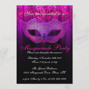 Invitación rosa y púrpura a la celebración del Fie