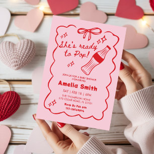 Invitación Rosa y rojo Está lista para explotar Soda Baby sho