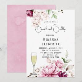 Invitación Rosa y Rubor Paint Peony Brunch y Bubbly