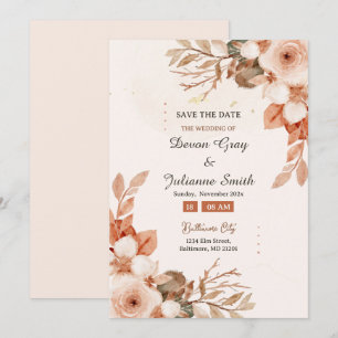 Invitación Rosa y Terracota: Una celebración del Boda del amo