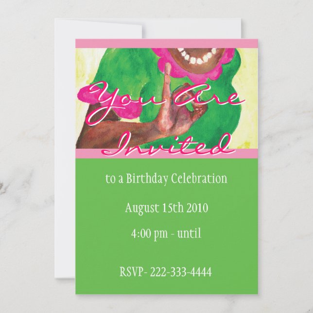 Invitación rosa y verde perfecta (Anverso)