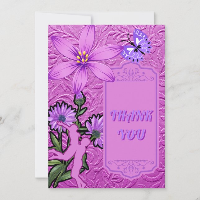 Invitación Rosa y violeta gracias Boda islámico (Anverso)