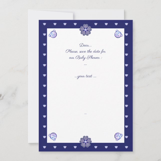 Invitación Rosace azul o rojo para bebé y niño (Reverso)