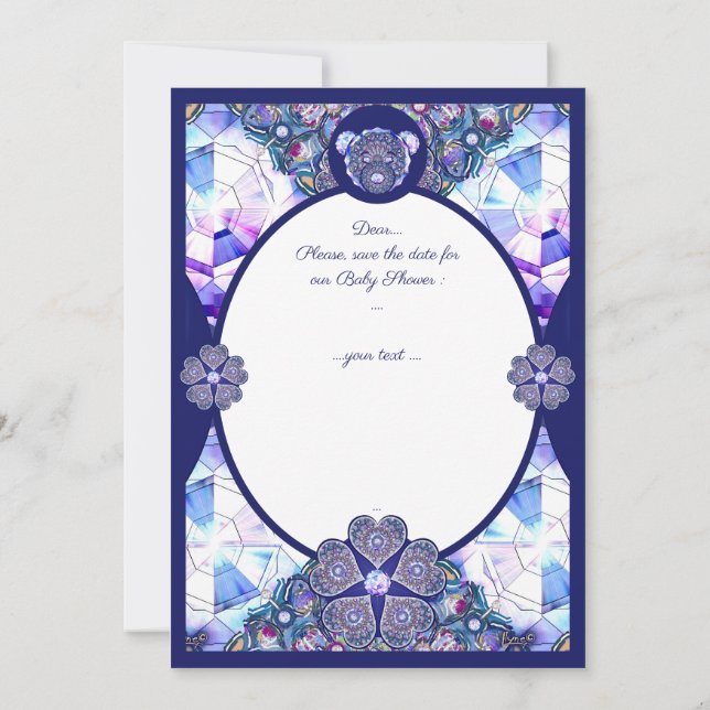 Invitación Rosace azul o rojo para bebé y niño (Reverso)