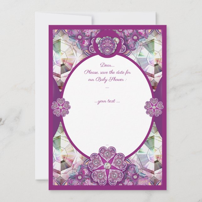 Invitación Rosace azul o rojo para bebé y niño (Reverso)