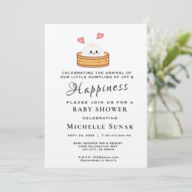 Invitación rosada a Baby Shower de un Chica pequeñ (Anverso de pie)