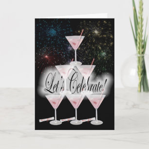 Invitación rosada apilada del graduado de Martini