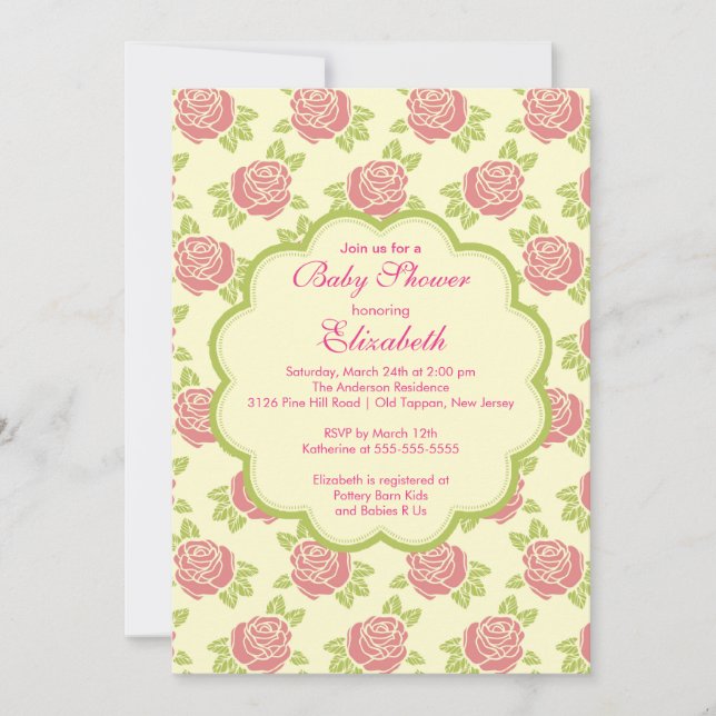 Invitación rosada bonita de Baby Shower de la (Anverso)
