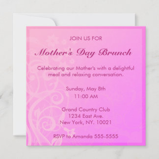 Invitación rosada bonita del brunch del día de