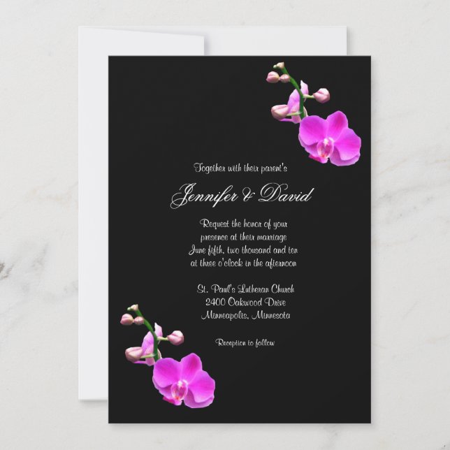 Invitación rosada brillante de la boda de la (Anverso)