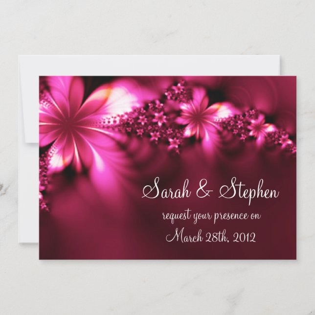 Invitación rosada brillante del boda de la flor (Anverso)