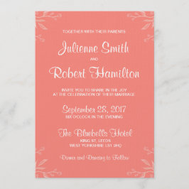 Invitación rosada coralina simple y elegante de la