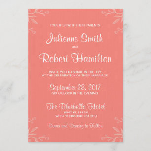 Invitación rosada coralina simple y elegante de la