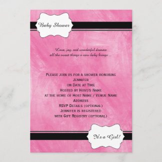 Invitación rosada de Baby Shower de la acuarela