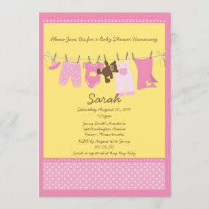 Invitación rosada de Baby Shower de la cuerda para