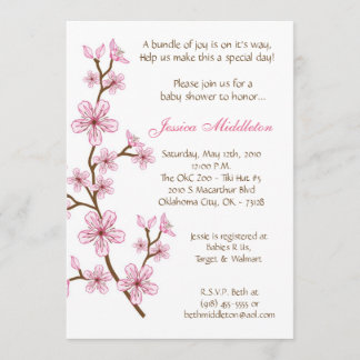 invitación rosada de Baby Shower de la flor de