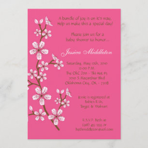 invitación rosada de Baby Shower de la flor de