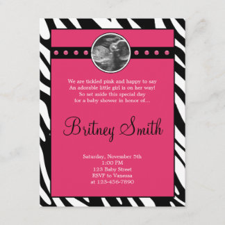 Invitación rosada de Baby Shower de la foto del