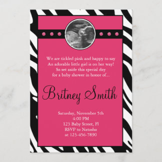 Invitación rosada de Baby Shower de la foto del