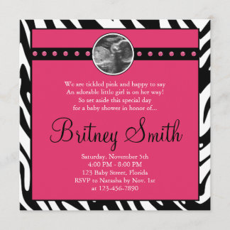 Invitación rosada de Baby Shower de la foto del