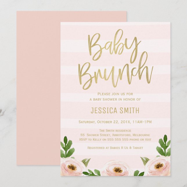 Invitación rosada de Baby Shower de los rosas de (Anverso / Reverso)