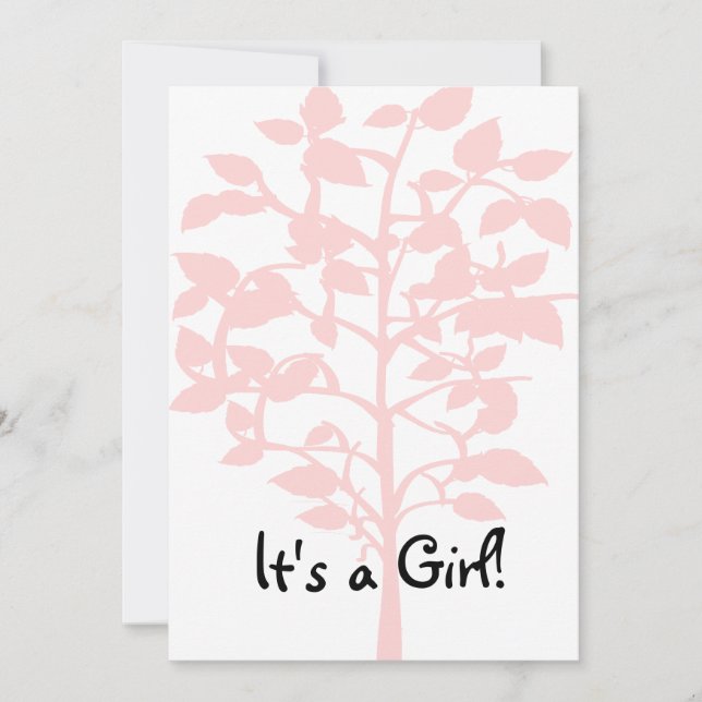 Invitación rosada de Baby Shower del árbol (Anverso)
