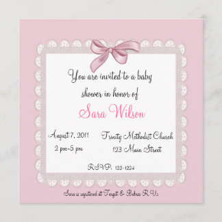 Invitación rosada de Baby Shower del arco
