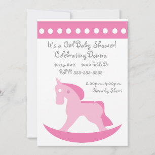 Invitación rosada de Baby Shower del caballo