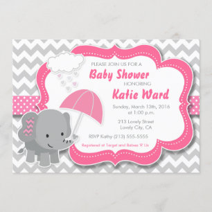 Invitación rosada de Baby Shower del chica del
