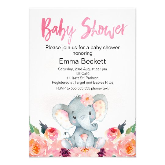 Invitacion Rosada De Baby Shower Del Elefante Del Zazzle Es