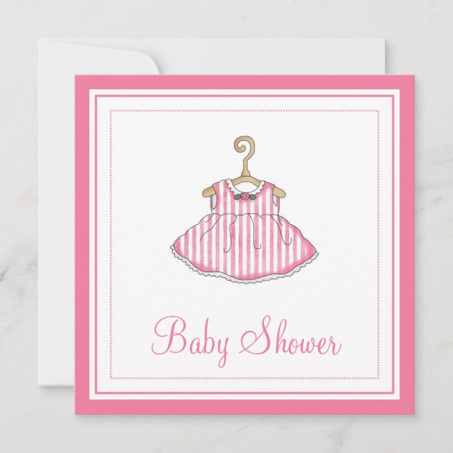 Invitación rosada de Baby Shower del vestido de la (Anverso)