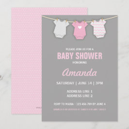 Invitación rosada de Baby Shower, tema de la