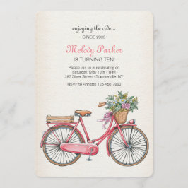 Invitación rosada de la bicicleta