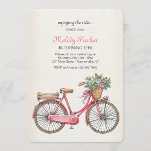 Invitación rosada de la bicicleta