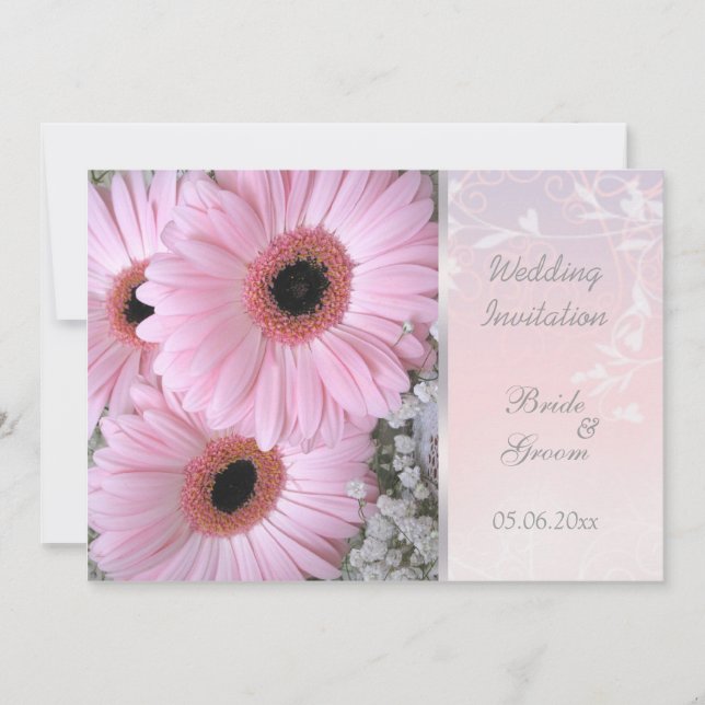 Invitación rosada de la boda de la margarita del (Anverso)