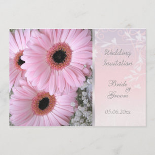 Invitación rosada de la boda de la margarita del