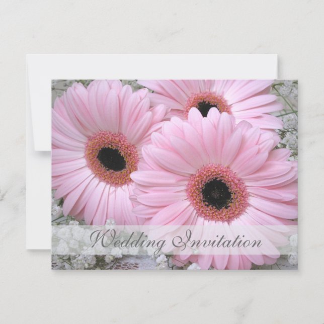 Invitación rosada de la boda de la margarita del (Anverso)