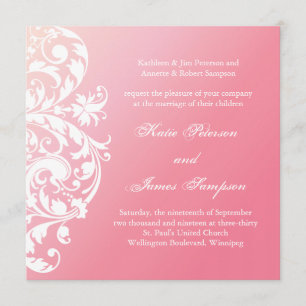 Invitación rosada de la boda de Ombre