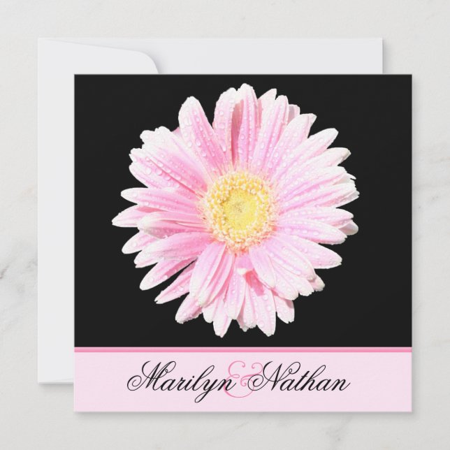 Invitación rosada de la boda del Gerbera (Anverso)
