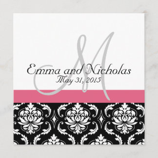 Invitación rosada de la boda del monograma de la