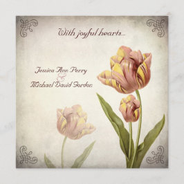 Invitación rosada de la boda del tulipán del loro