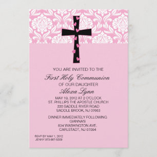Invitación rosada de la comunión de los chicas del