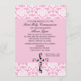 Invitación rosada de la comunión de los chicas del