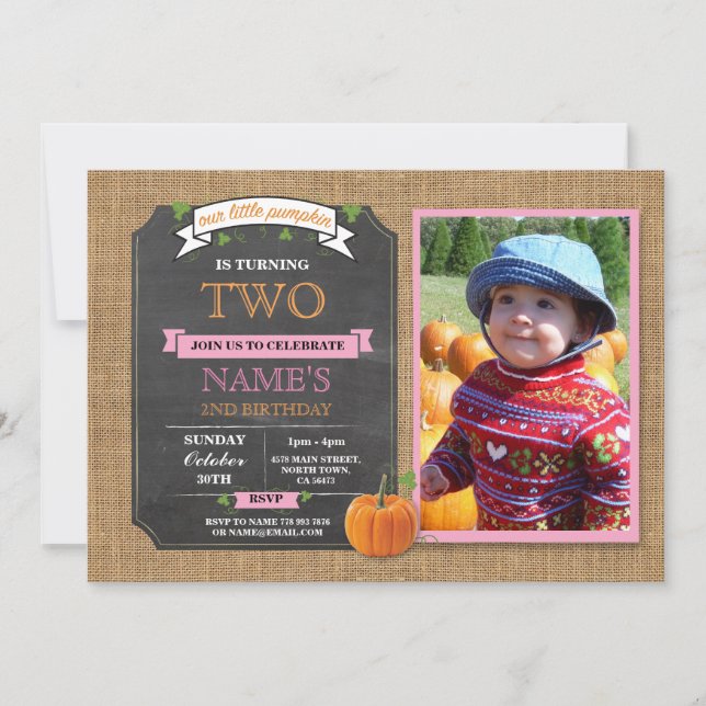 Invitación rosada de la cosecha de la fiesta de cu (Anverso)