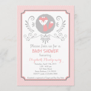 Invitación rosada de la fiesta de bienvenida al